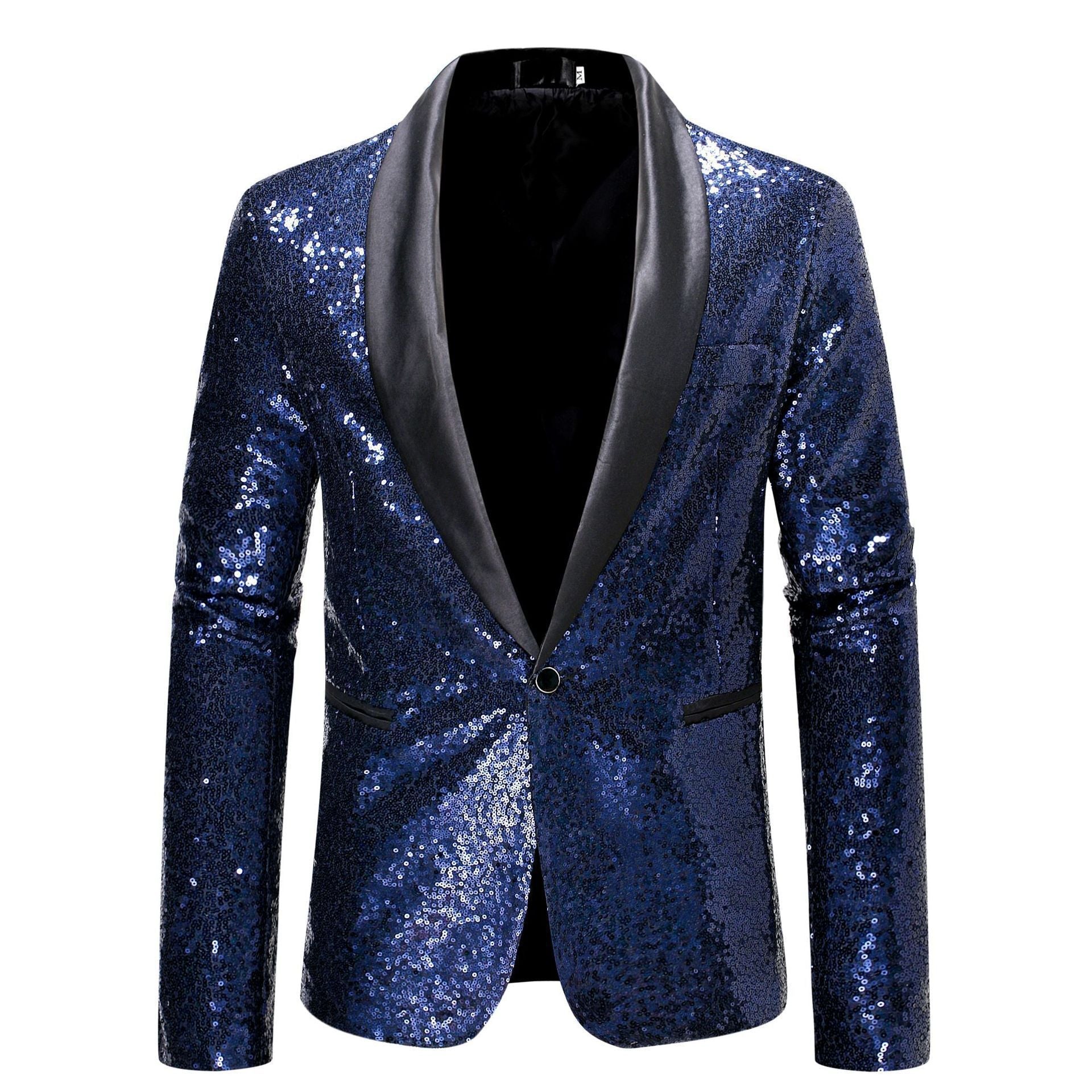 ShopNory Herren Pailletten-Blazer mit Schalkragen