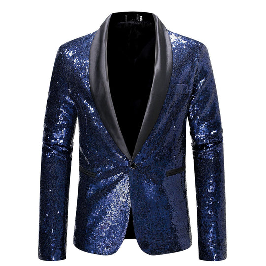 ShopNory Herren Pailletten-Blazer mit Schalkragen