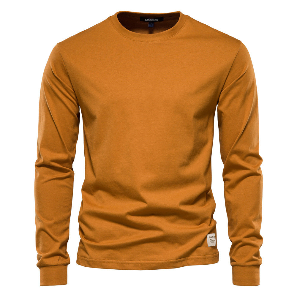 Herren nan klassisches langärmliges Baumwollshirt mit Rundhalsausschnitt und elastischen Bündchen