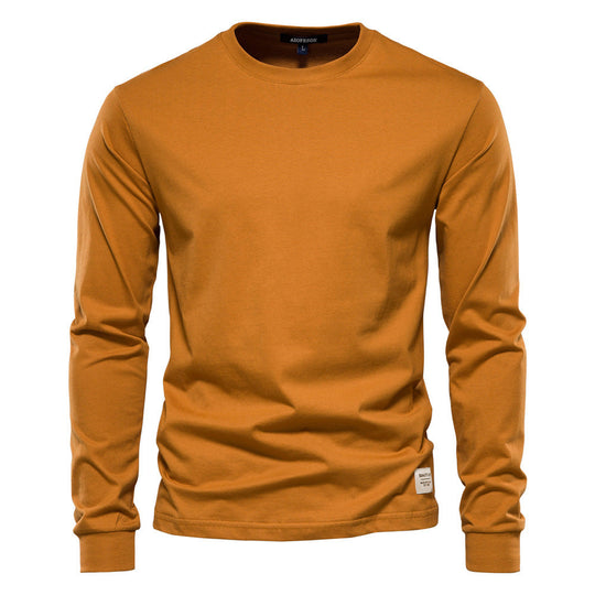 Herren nan klassisches langärmliges Baumwollshirt mit Rundhalsausschnitt und elastischen Bündchen