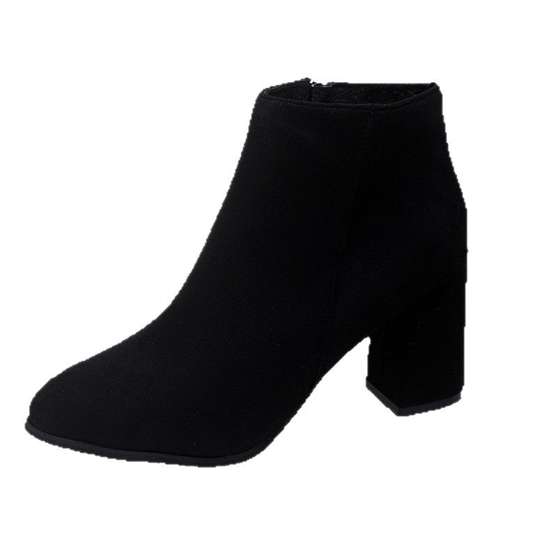 Damen Ankleboots mit Blockabsatz, spitzer Zehenpartie und seitlichem Reißverschluss Shop Nory