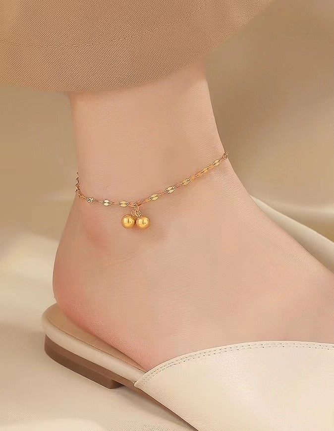 Damen Luxe Minimalistische Perlen Fußkette Shop Nory