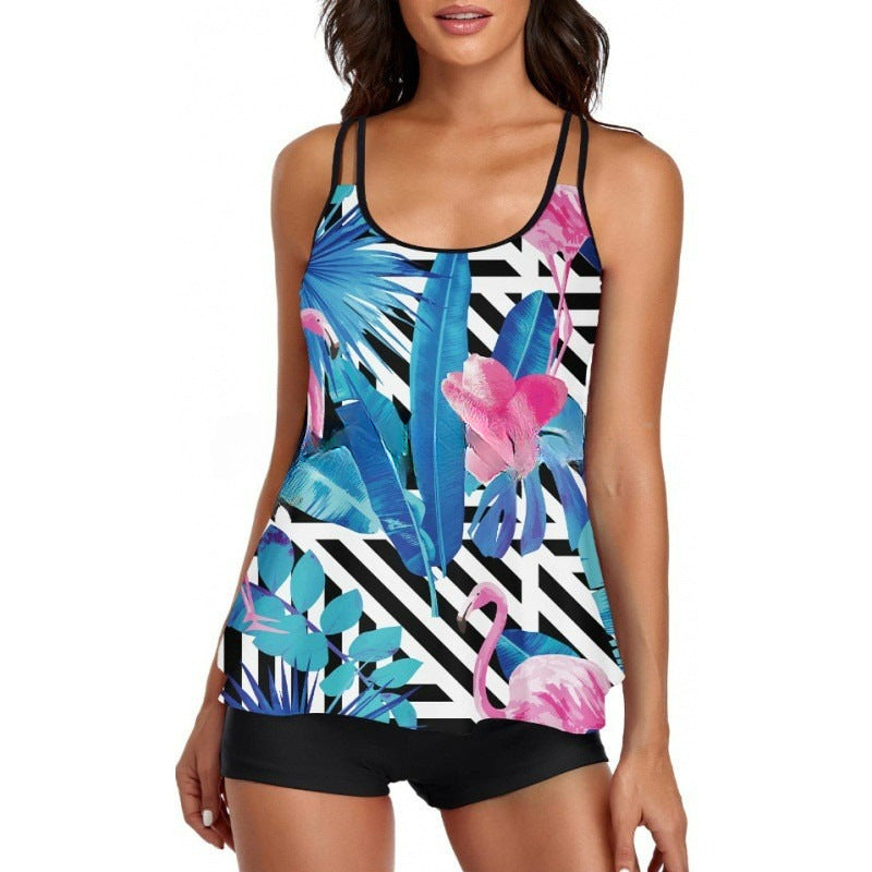 Damen Sportliches Tankini-Set mit bequemem Shorts und verstellbaren Trägern Shopnory