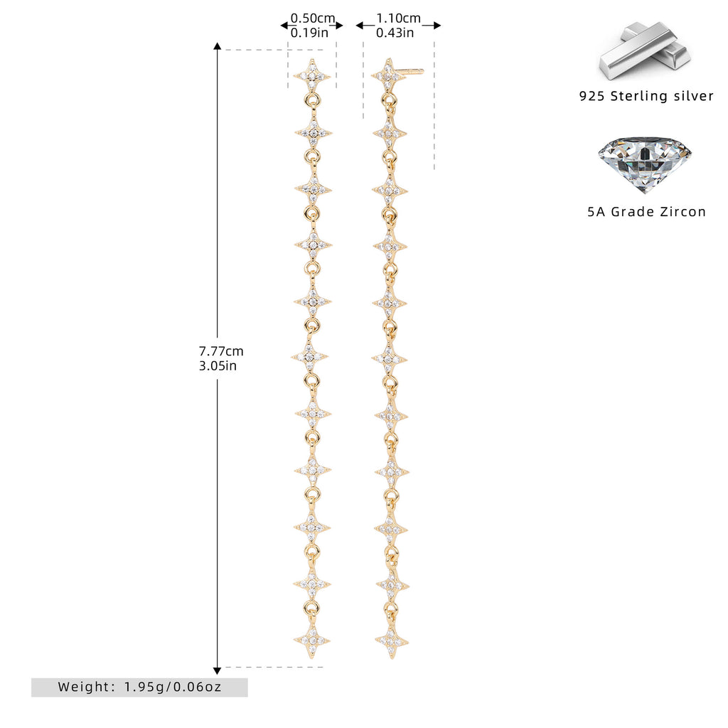 Damen Ohrhänger mit funkelnden Zirkon-Sternen aus hochwertigem 925 Sterling Silber Shop Nory