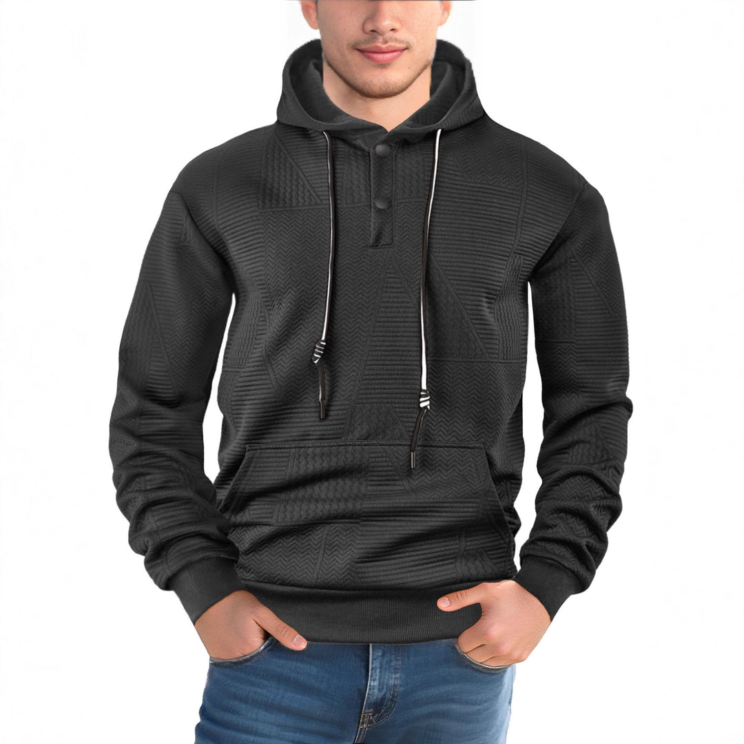 Herren Texturierter Kapuzenpullover mit gesteppter Patchstruktur und Druckknopfleiste Shop Nory