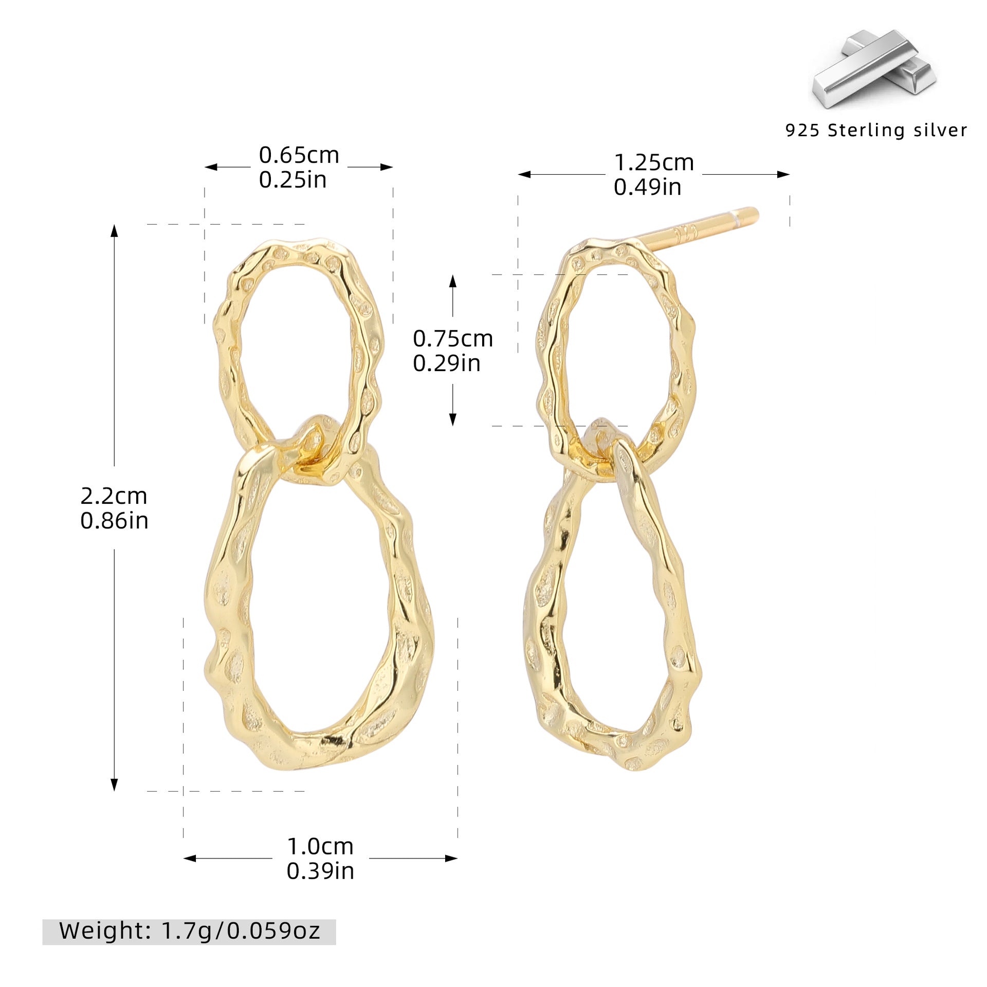 Damen Ohrhänger im modernen, organischen Design aus hochwertigem 925 Sterling Silber Shop Nory