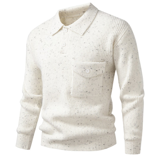Herren Polokragen-Pullover aus Rippenstrick mit aufgesetzter Brusttasche Shop Nory