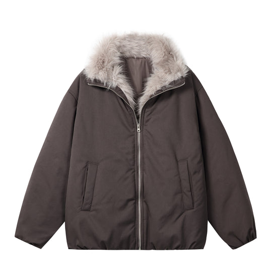 Damen Kurzblouson im Boxy‑Cut mit voluminösem Kunstfellkragen und Zwei-Wege‑Reißverschluss Shop Nory