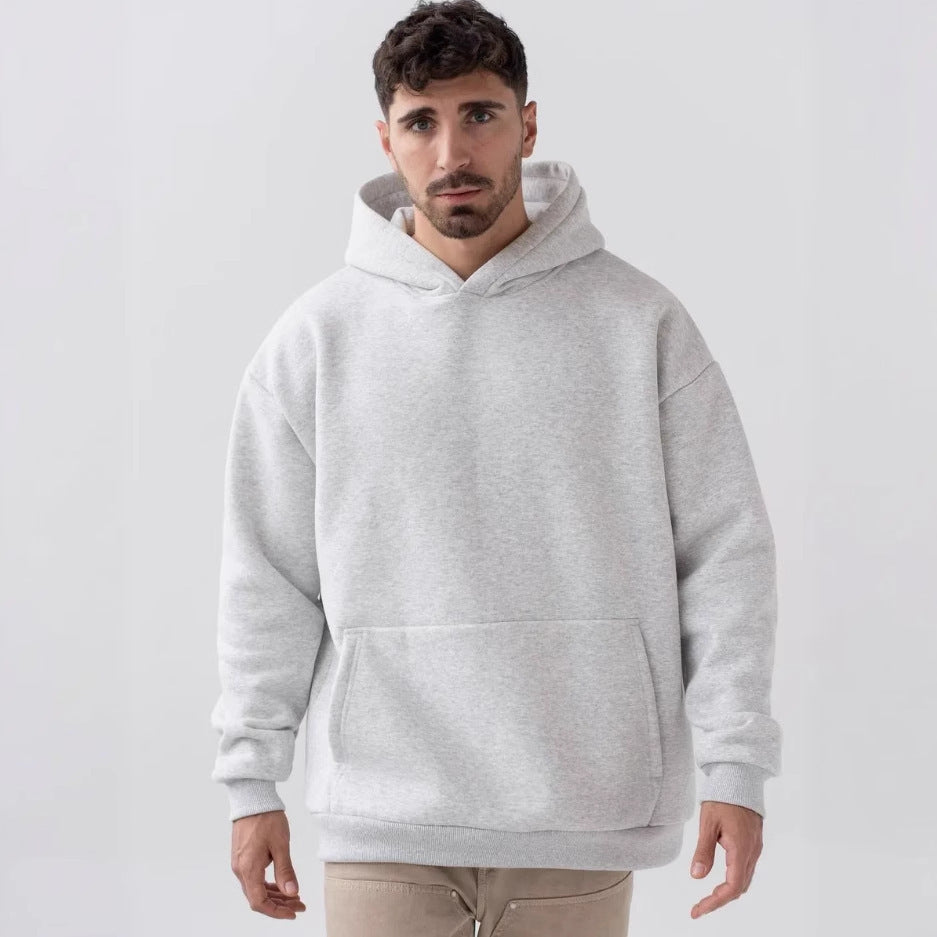Herren nan schwerer Fleece-Boxy-Hoodie mit tiefem Schulterfall verstärkter Kapuze und Kängurutasche Shop Nory