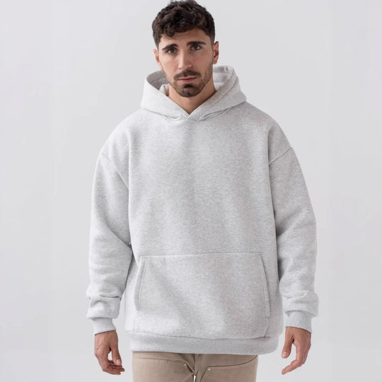 Herren nan schwerer Fleece-Boxy-Hoodie mit tiefem Schulterfall verstärkter Kapuze und Kängurutasche Shop Nory