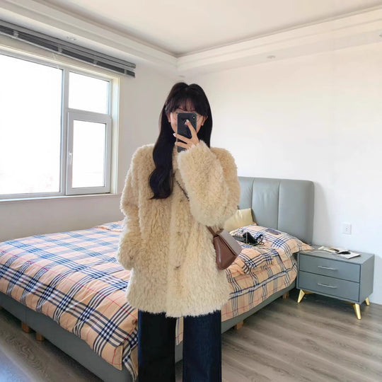 Damen Teddy-Mantel aus Kunstfell mit Oversize-Schnitt und Eingrifftaschen Shop Nory
