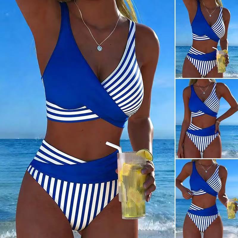Damen Sportlicher Zweiteiliger Badeanzug mit asymmetrischem Design