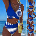 Damen Sportlicher Zweiteiliger Badeanzug mit asymmetrischem Design