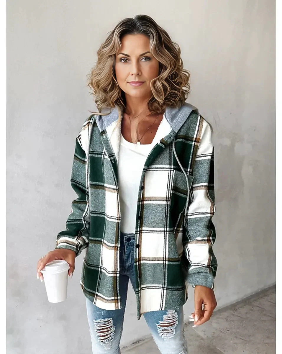 Damen Kapuzencardigan mit Streifen und Druckknopfblende Shop Nory