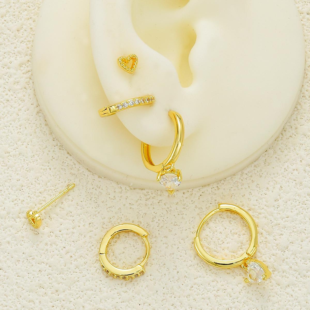 Damen Ohrschmuck-Set mit funkelnden Herz- und Kristallelementen Shop Nory