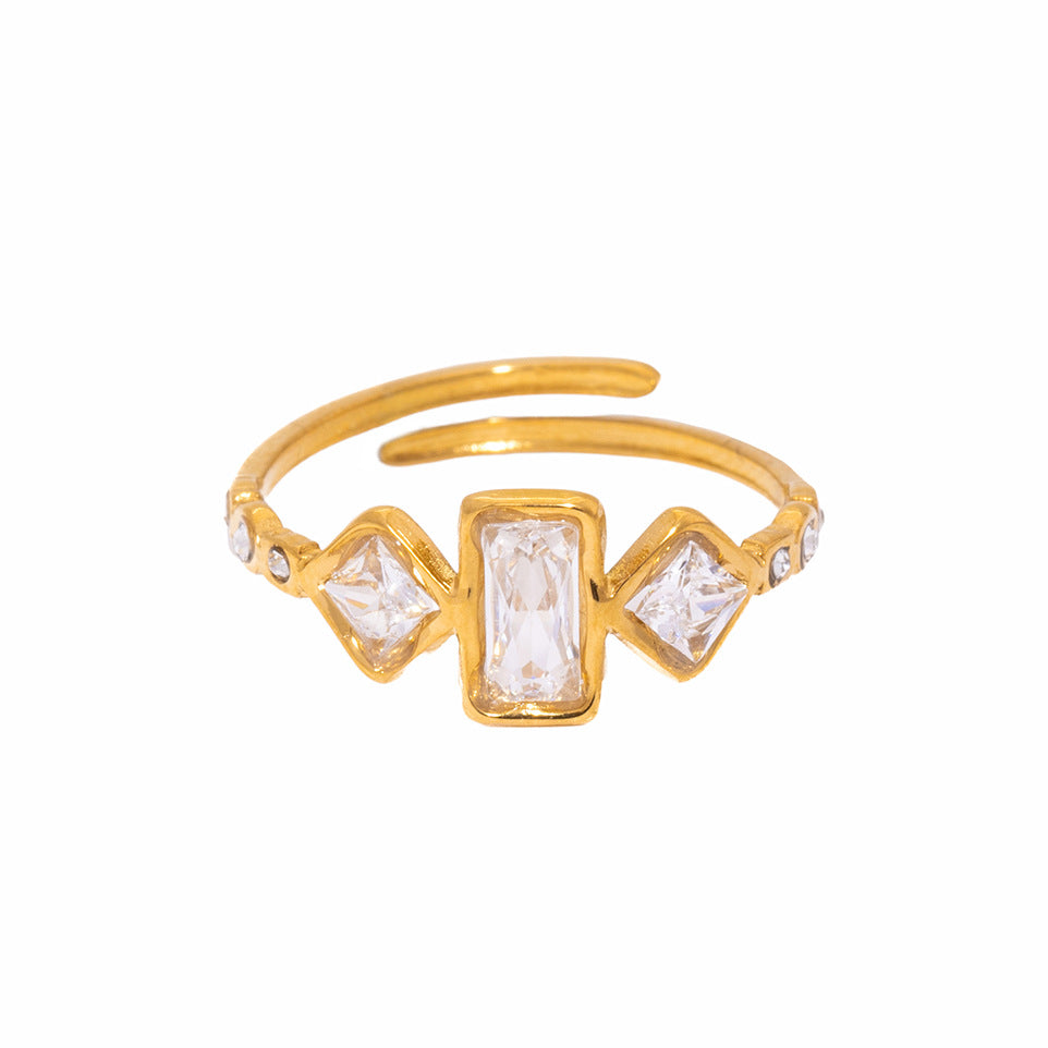 Damen Offenes Armband mit funkelnden Ziersteinen und hypoallergenem Edelstahl Shop Nory