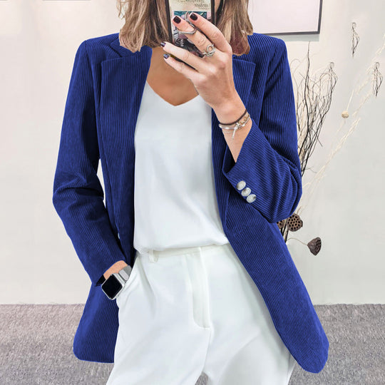 Damen Strukturierter Cord-Blazer mit eleganten Knopfdetails