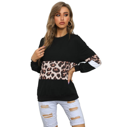Damen Sweatshirt mit Leo‑Print und Colorblock‑Einsatz Shop Nory