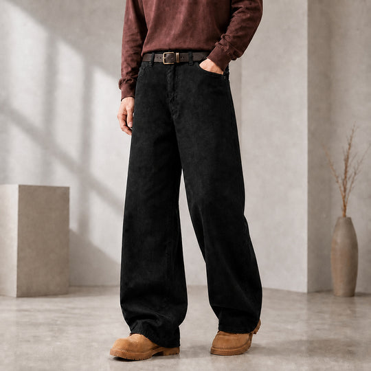 Herren Weite Baumwoll-Jeans mit hohem Bund und Five-Pocket-Design Shop Nory