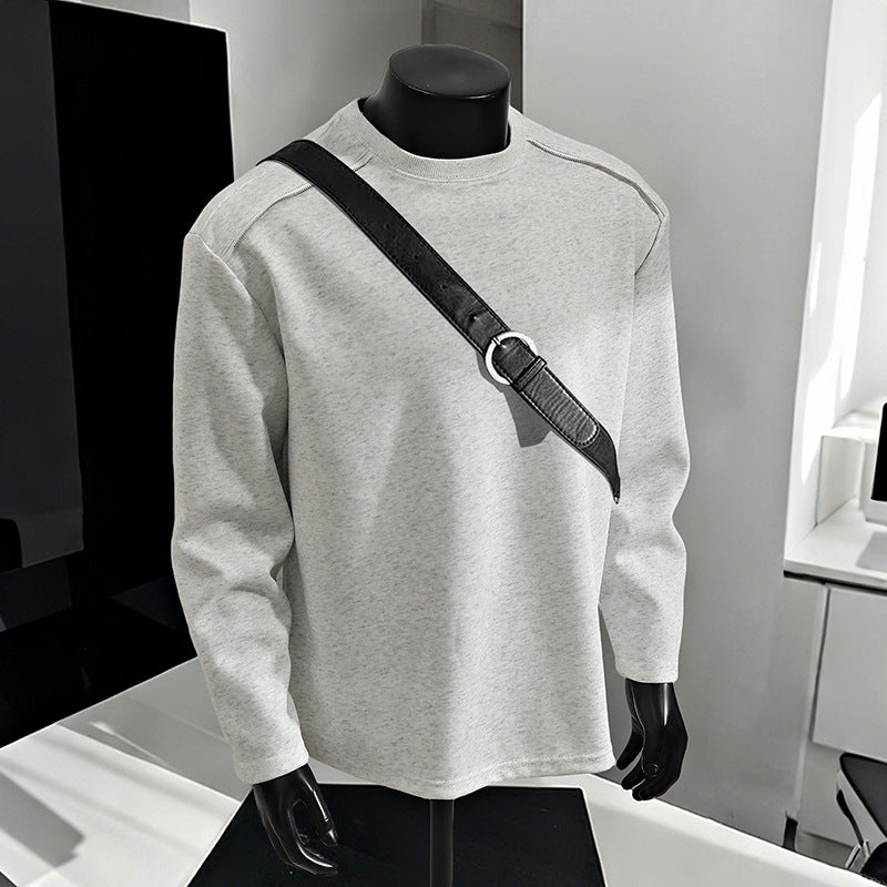 Herren Relaxed-Fit Baumwollmix Crewneck-Sweatshirt mit Raglannähten und melierter Struktur Shop Nory