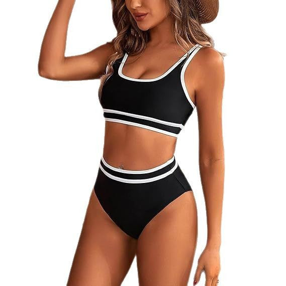 Damen Sportives Bikini-Set mit hohem Bund