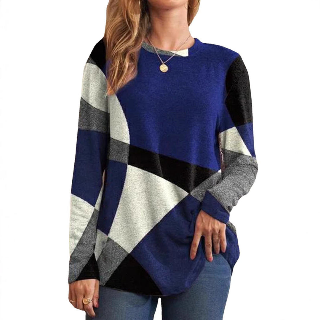 Damen Geometrischer Übergroßer Strickpullover mit Knopfdetails an der Seite Shop Nory
