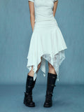 Damen asymmetrischer Spitzenrock mit Raffung und elegantem Design