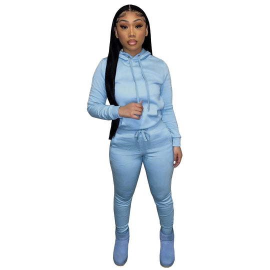 Damen nan Kapuzen-Lounge-Set mit Kängurutasche taillierter Jogginghose und Bündchen Shop Nory