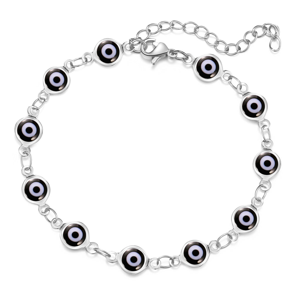 Damen Fußkettchen mit bunten Augenschutz-Anhängern und hochwertiger Gliederkette Shop Nory