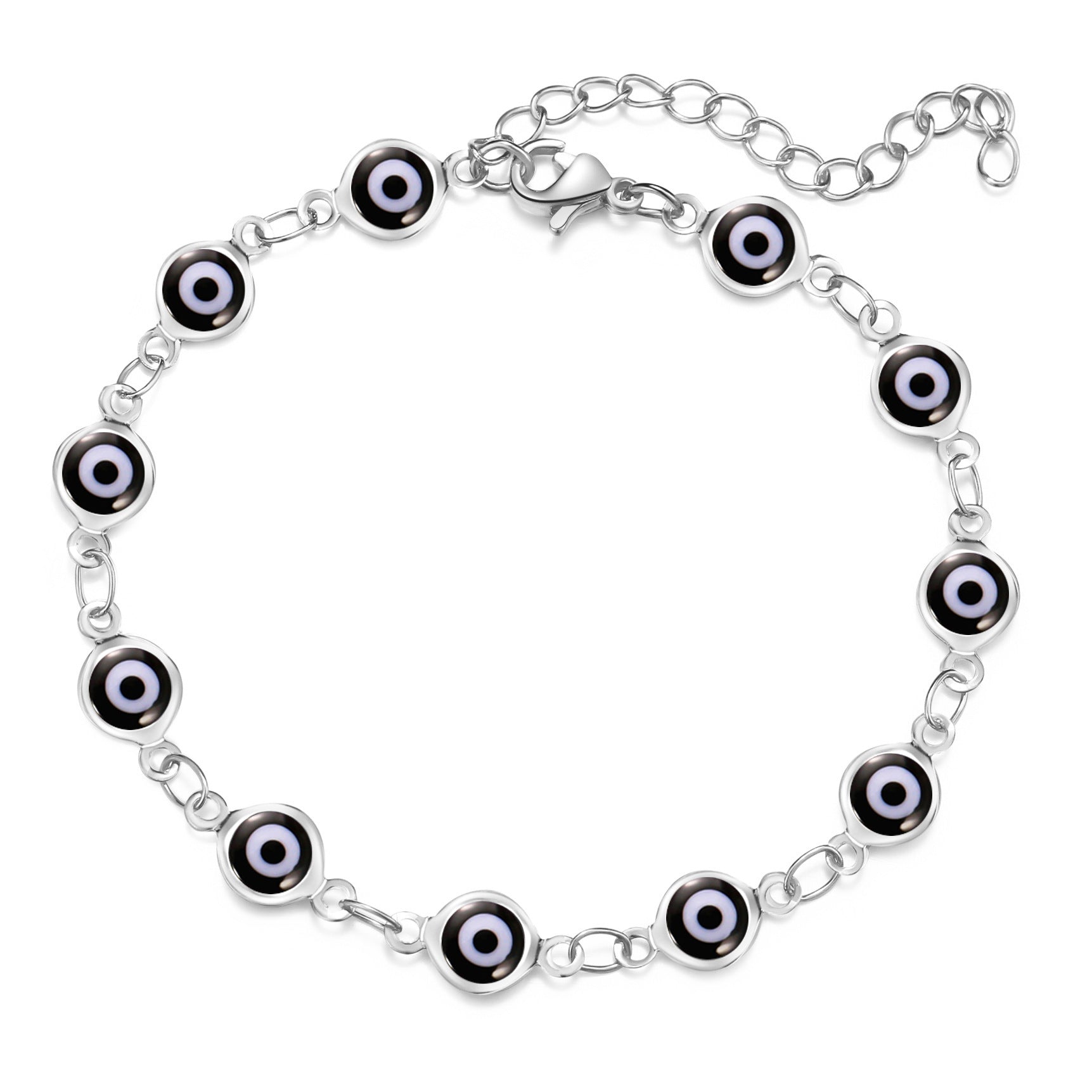 Damen Fußkettchen mit bunten Augenschutz-Anhängern und hochwertiger Gliederkette Shop Nory