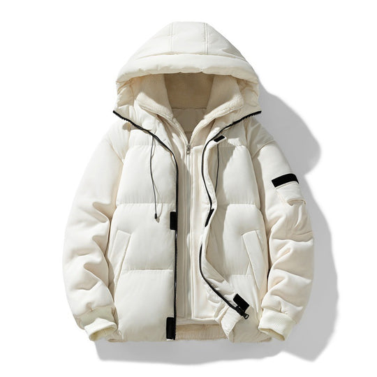 Herren Wattierte Kapuzenjacke mit Teddyfutter und kontrastierenden Softshell-Ärmeln Shop Nory