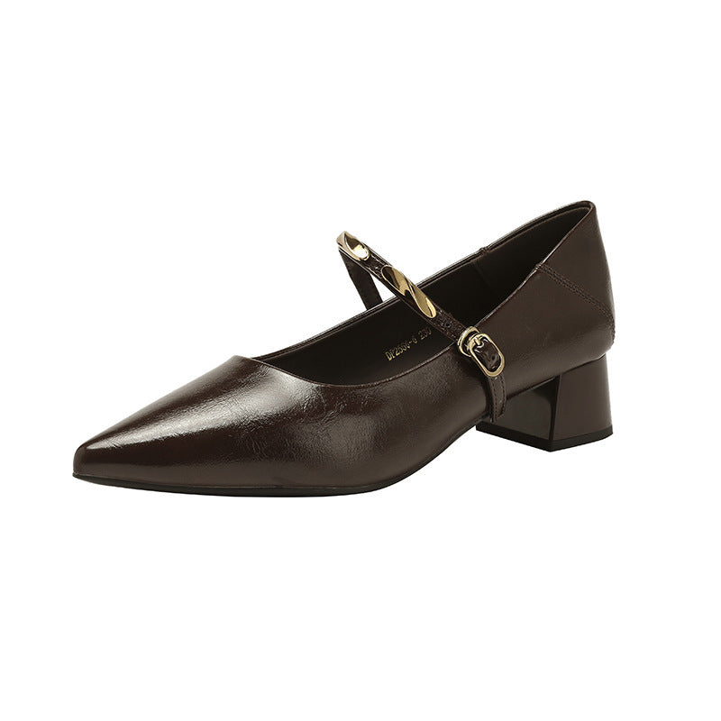 Damen Elegante Pumps mit modischem Riemen und komfortablem Blockabsatz