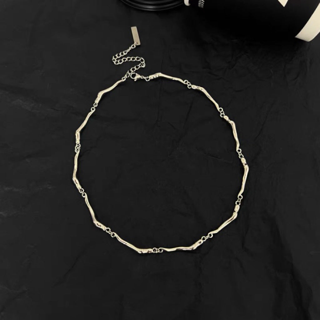 Damen Kette aus hochwertigem Edelstahl mit modernem Wellen-Design Shop Nory