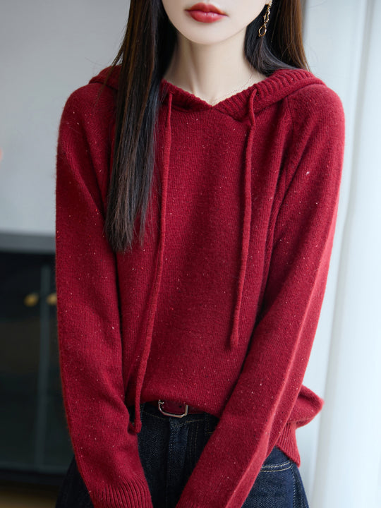 Damen Weicher Feinstrick-Kapuzenpullover mit Nep‑Garn und gerippten Bündchen Shop Nory