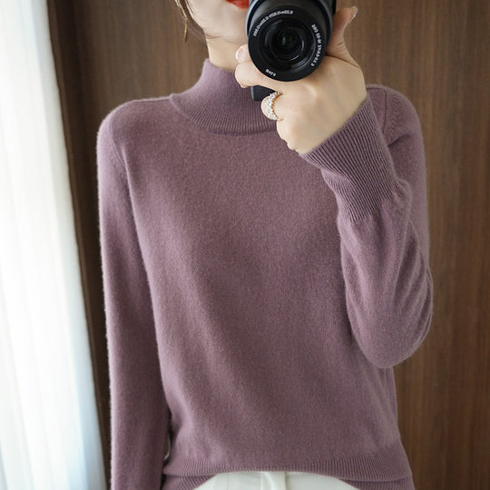 Damen Mockneck-Pullover aus flauschigem Angora-Mix mit legerer Ballonärmel-Silhouette Shop Nory