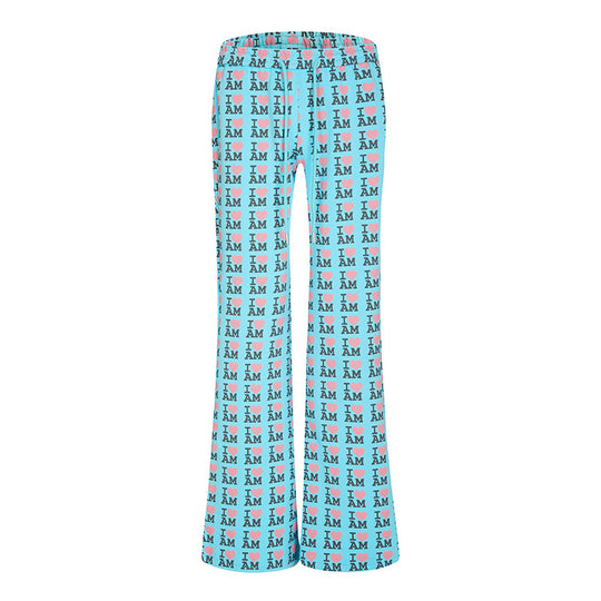 Damen High-Waist Loungehose mit ausgestelltem Beinschnitt, Kordelzug und Allover-Statement-Print Shop Nory