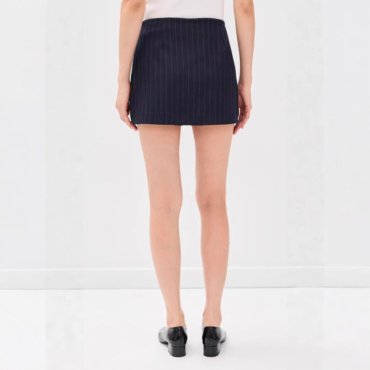Damen Nadelstreifen‑Blazer ohne Revers mit tailliertem Minirock‑Set Shop Nory