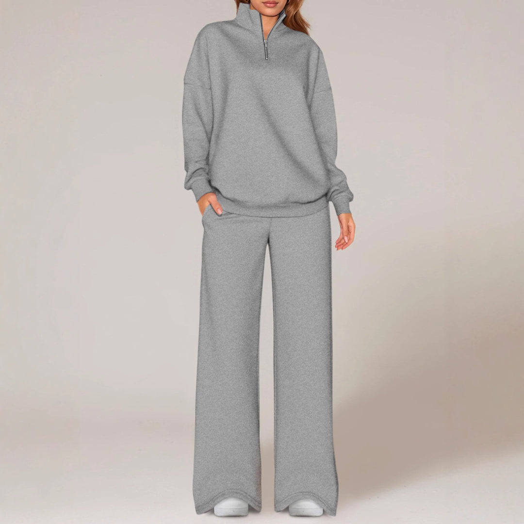 Damen nan oversized Jogginganzug mit Stehkragen halbem Reißverschluss und weitem Bein Shop Nory