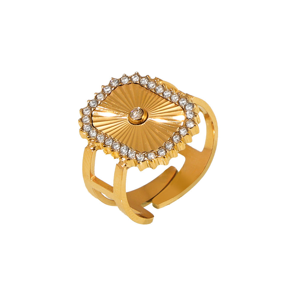 Damenring mit strukturiertem Design und Zirkonbesatz Shop Nory