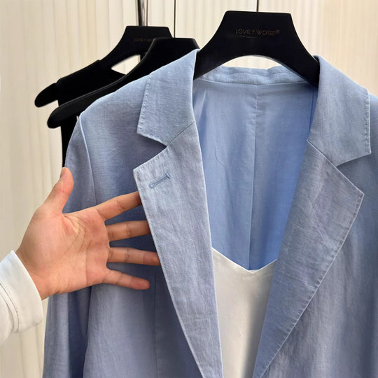 Damen Modischer Leinenblazer mit zwei Taschen Shop Nory