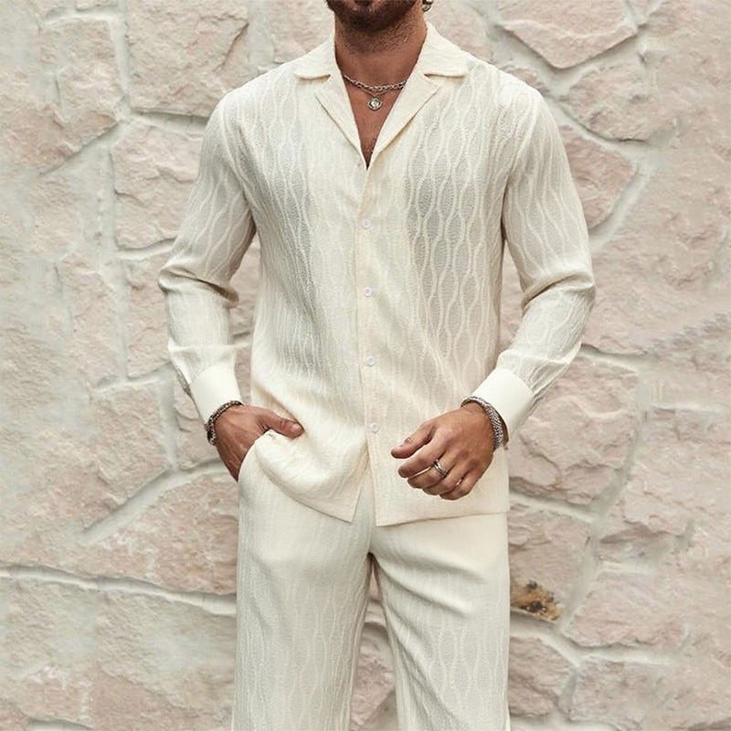 Herren eleganter Set mit feinem Strukturmuster und komfortablem Schnitt