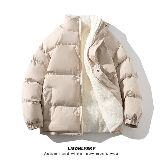 Herren gefütterte Winter-Steppjacke mit Teddyfutter, hohem Stehkragen und verdeckter Druckknopfleiste Shop Nory