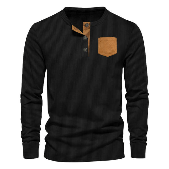 Herren Rippenfeinstrick Langarmshirt mit Slim‑Fit und Stehkragen Shop Nory