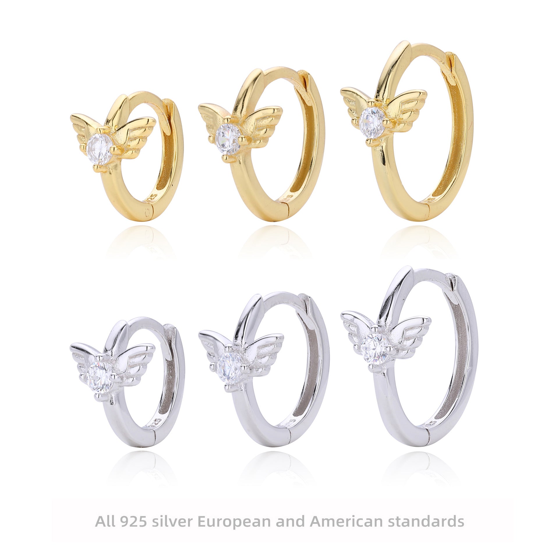 Damen Ohrhänger mit stilvollem Flügel-Design aus 925 Sterling Silber und funkelndem Zirkon Shop Nory
