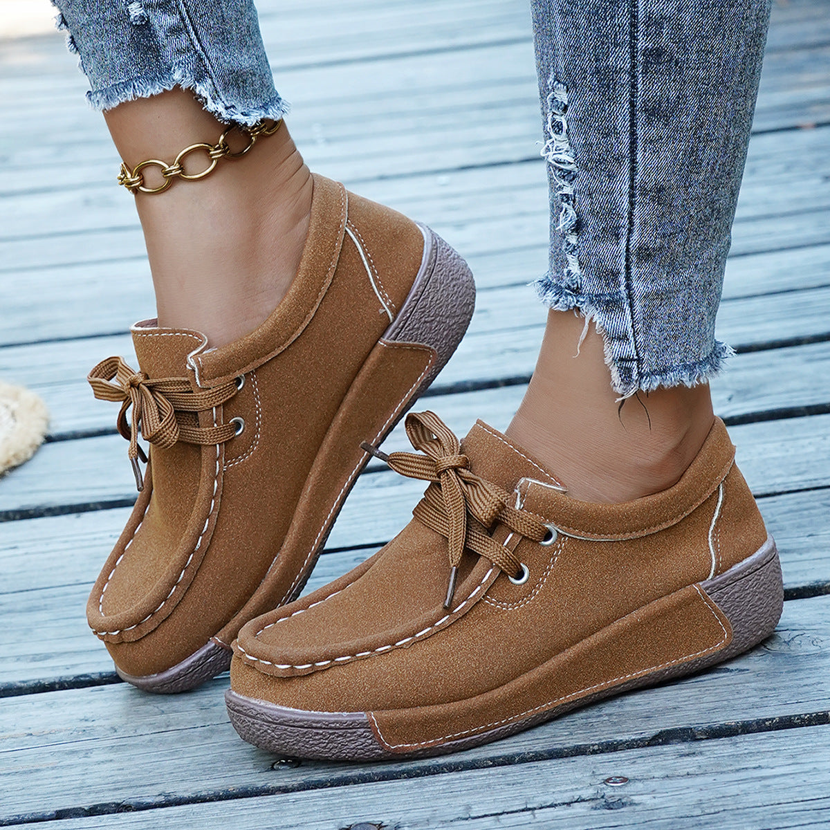Damen komfortable Sneaker mit weichem Obermaterial und rutschfester Sohle