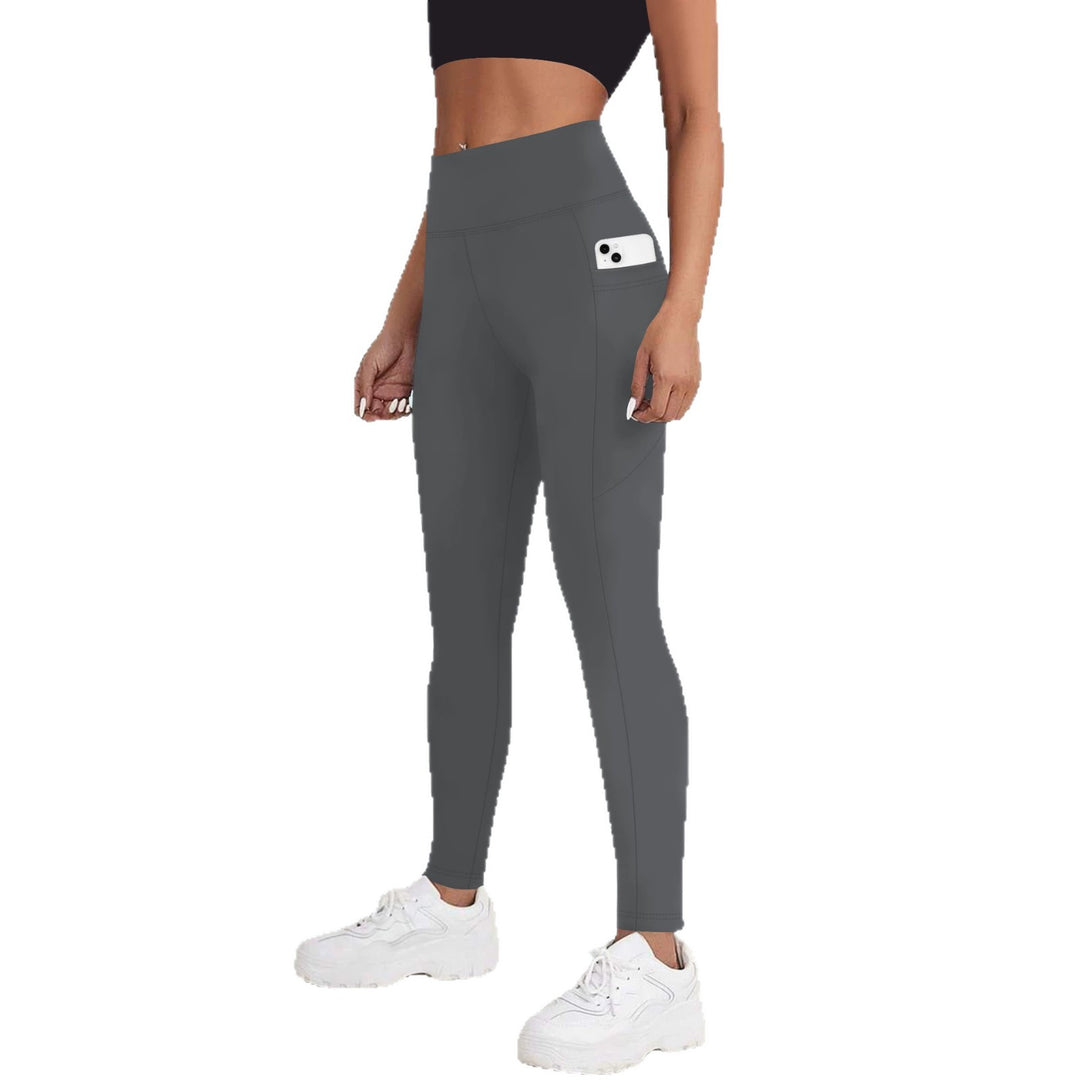 Damen High-Waist Sportleggings mit seitlicher Handytasche und formendem Kompressionsstoff Shopy Nory