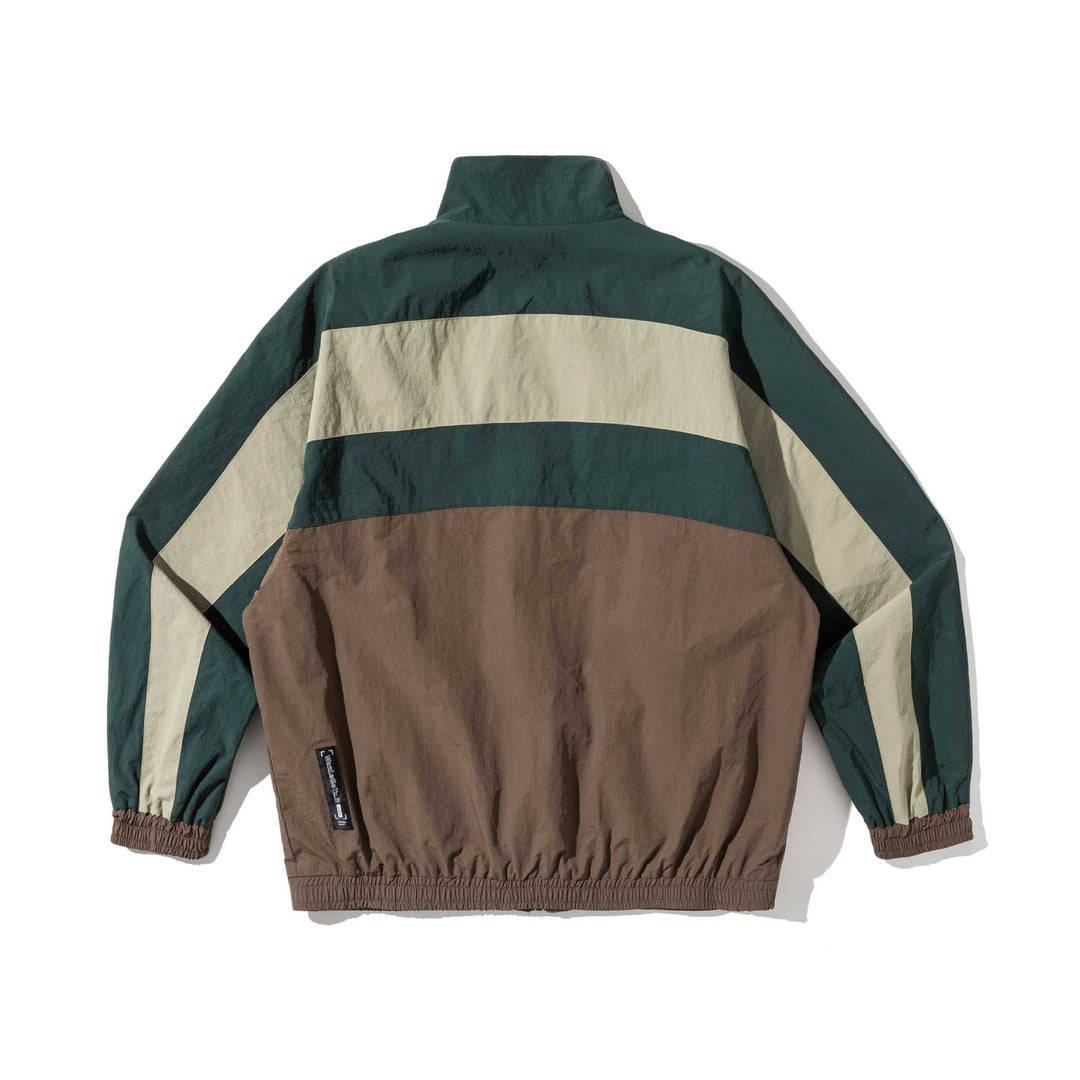 Unisex Leichte Colorblock Windbreaker‑Jacke mit Stehkragen und Elastikbündchen Shop Nory