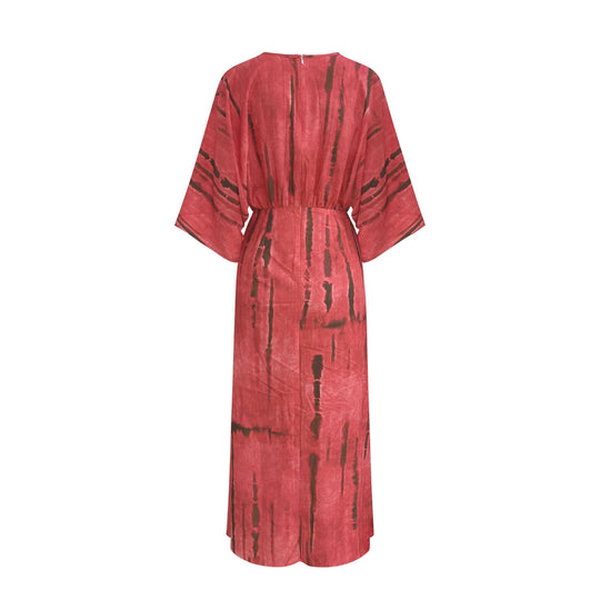 Damen Fließendes Maxikleid mit V‑Ausschnitt, Wickeloptik und dekorativem Taillenband Shop Nory