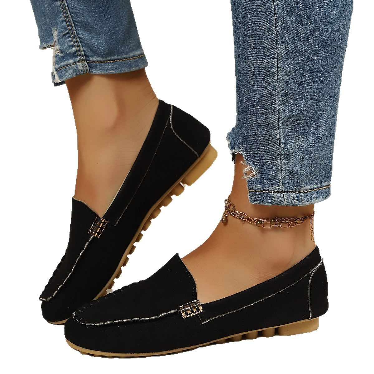 Damen Mokassins mit stilvollem dekorativem Design