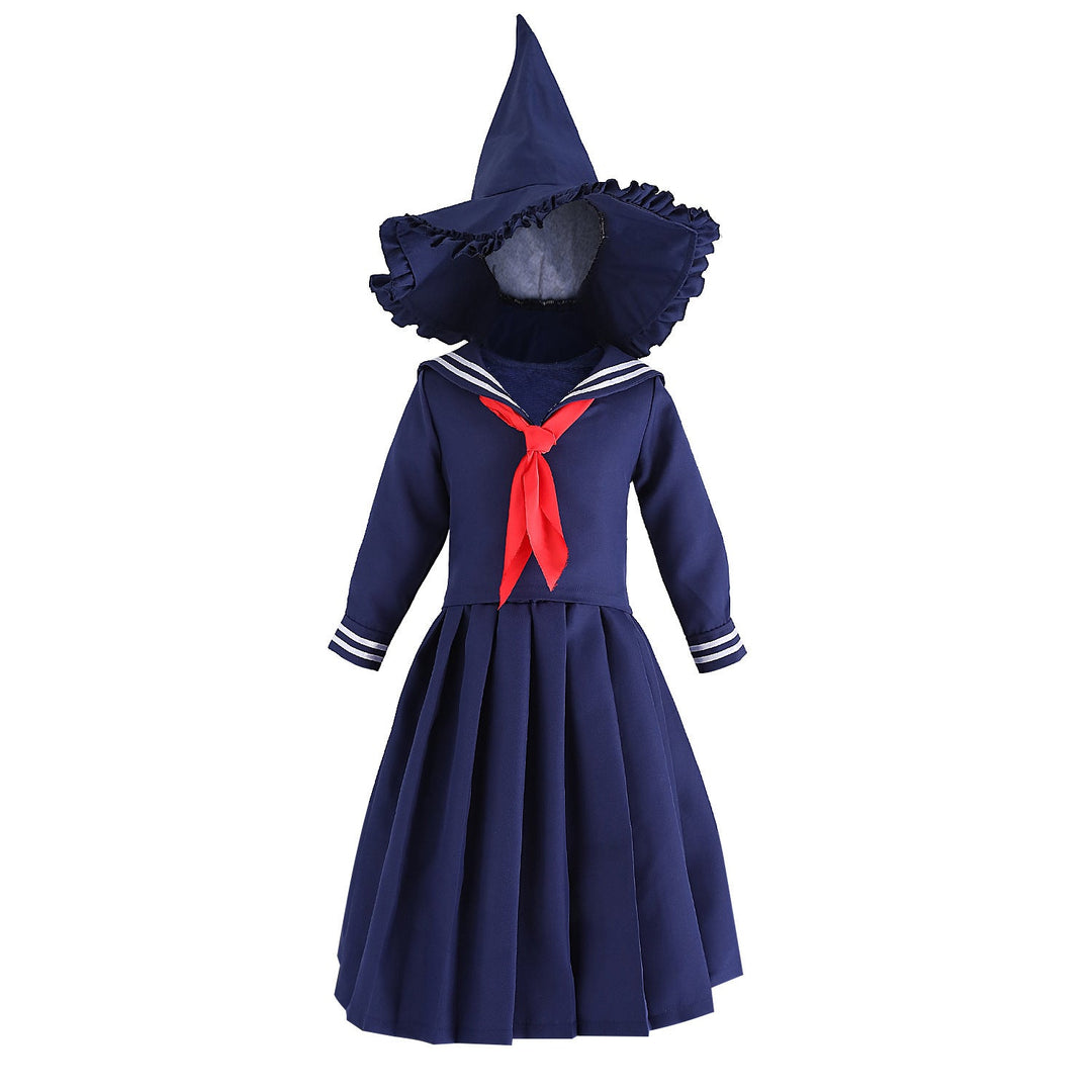 Mädchen Matrosenkleid mit großem Kragen und rotem Halstuch Shop Nory